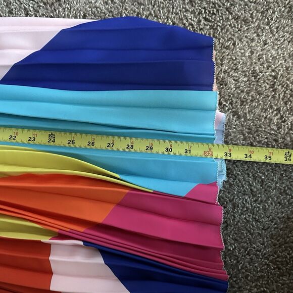 Crosby By Mollie Burch Abstract Pleated Midi Skirt / Colorful Red Pink Blue Sz M - Picture 5 of 8